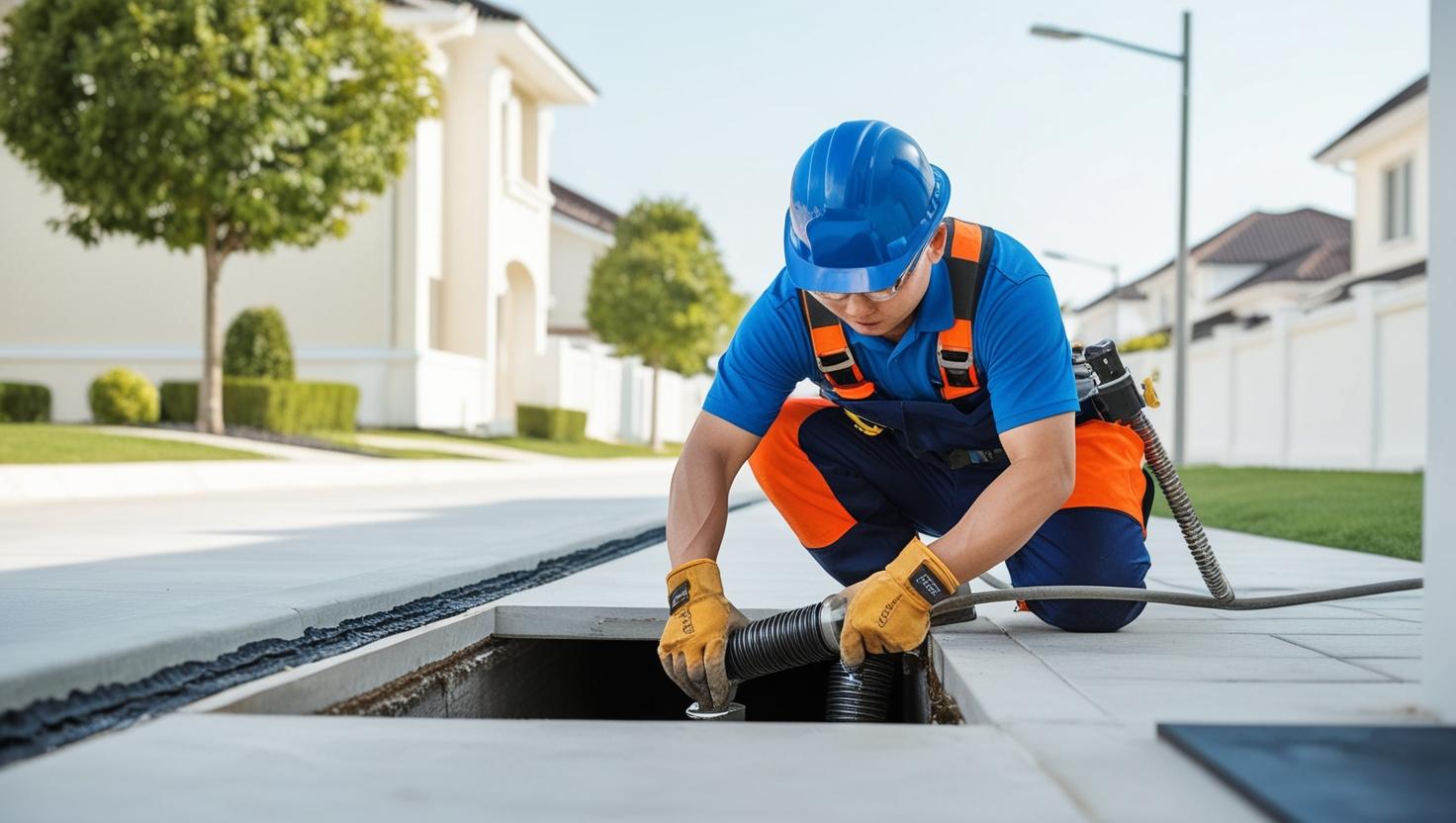A professional man is doing a Trenchless sewer repair in residential area (1) Alabaster, AL sewer lines